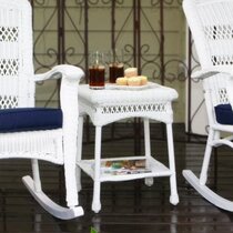 Small white store wicker table